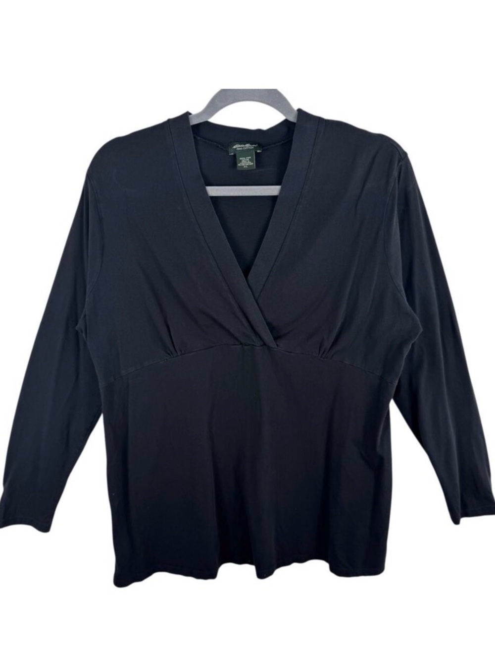 Eddie Bauer‎ Pima Cotton Crossover V-Neck Long Sleeve Lightweight Top Size XL